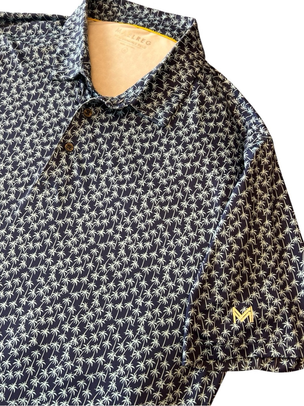 MAELREG Performance Quick Dry Palm Tree Print Golf Polo